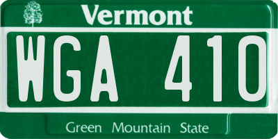 VT license plate WGA410