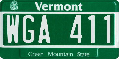 VT license plate WGA411