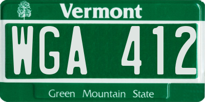 VT license plate WGA412