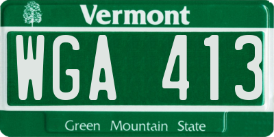 VT license plate WGA413