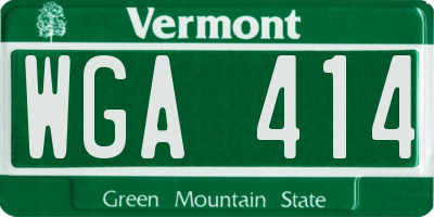 VT license plate WGA414