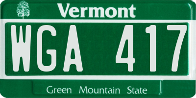 VT license plate WGA417