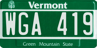 VT license plate WGA419