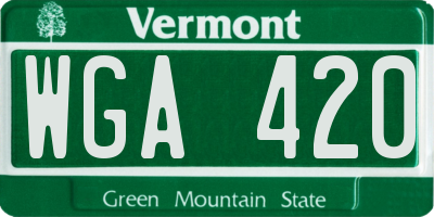 VT license plate WGA420