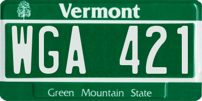 VT license plate WGA421