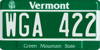 VT license plate WGA422