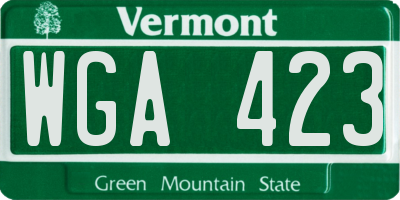 VT license plate WGA423