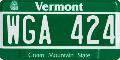 VT license plate WGA424