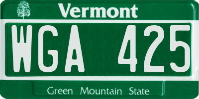 VT license plate WGA425