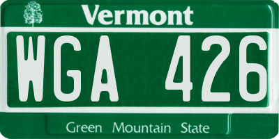 VT license plate WGA426