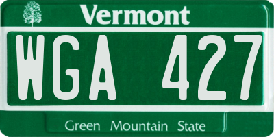 VT license plate WGA427