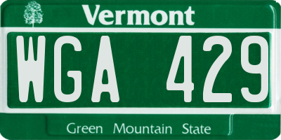 VT license plate WGA429