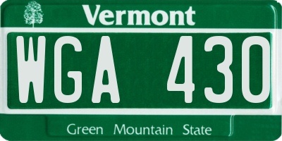 VT license plate WGA430