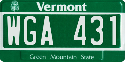 VT license plate WGA431
