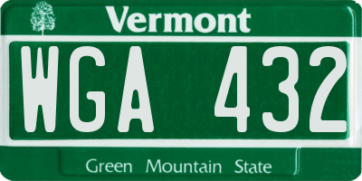 VT license plate WGA432