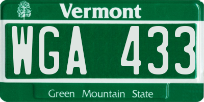 VT license plate WGA433