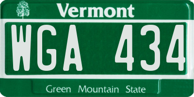 VT license plate WGA434