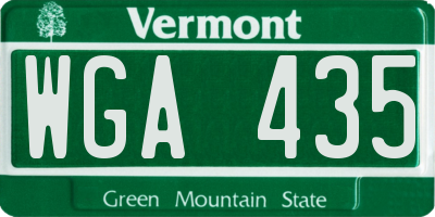 VT license plate WGA435