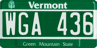 VT license plate WGA436