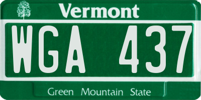 VT license plate WGA437
