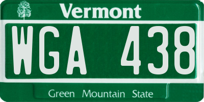VT license plate WGA438