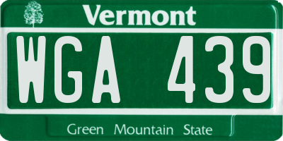 VT license plate WGA439