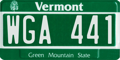VT license plate WGA441