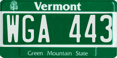 VT license plate WGA443