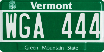 VT license plate WGA444