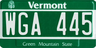 VT license plate WGA445