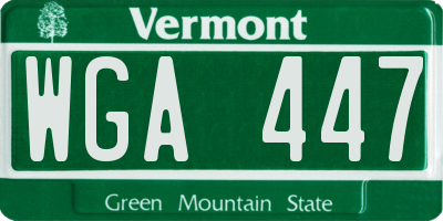 VT license plate WGA447