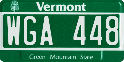 VT license plate WGA448