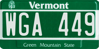 VT license plate WGA449