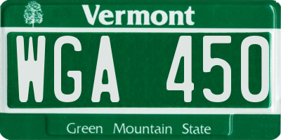 VT license plate WGA450