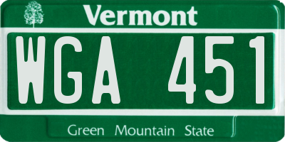 VT license plate WGA451