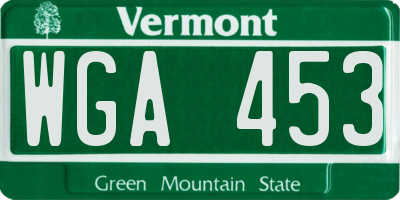VT license plate WGA453