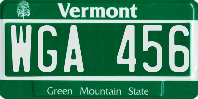 VT license plate WGA456
