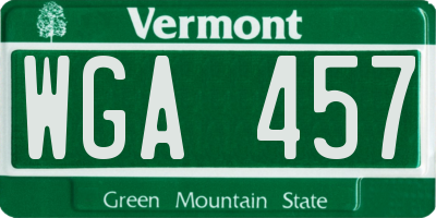 VT license plate WGA457