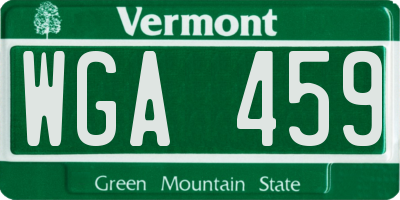 VT license plate WGA459
