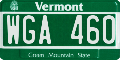 VT license plate WGA460