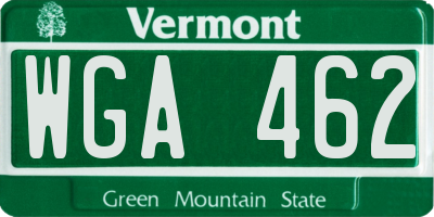 VT license plate WGA462