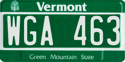 VT license plate WGA463