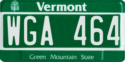 VT license plate WGA464