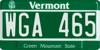 VT license plate WGA465