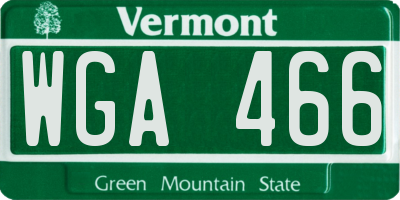 VT license plate WGA466