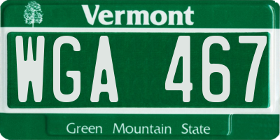 VT license plate WGA467