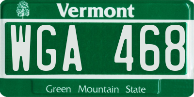 VT license plate WGA468