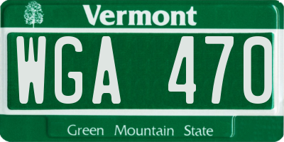 VT license plate WGA470