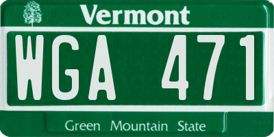 VT license plate WGA471