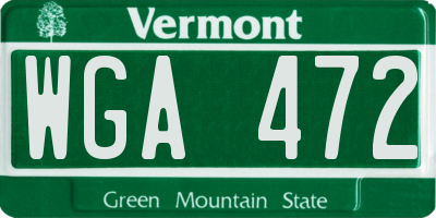 VT license plate WGA472